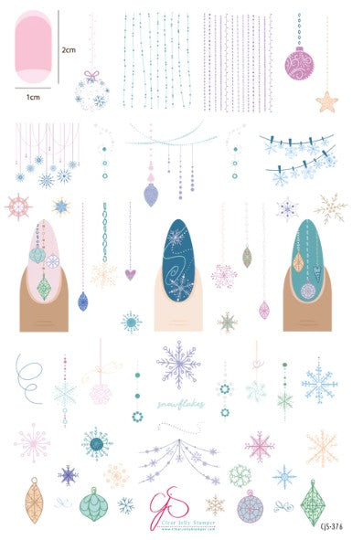 CjS-376 - Snowflakes on Chains | Clear Jelly Stamping Plate