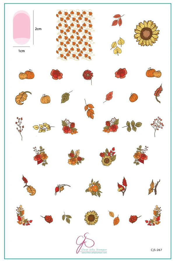 CjS-267 Harvest Bouquet  |  Steel Nail Art Stamping Plate