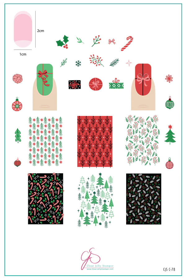 CjSC-078 - Pretty Paper - Festive   |  Clear Jelly Stamping Plate