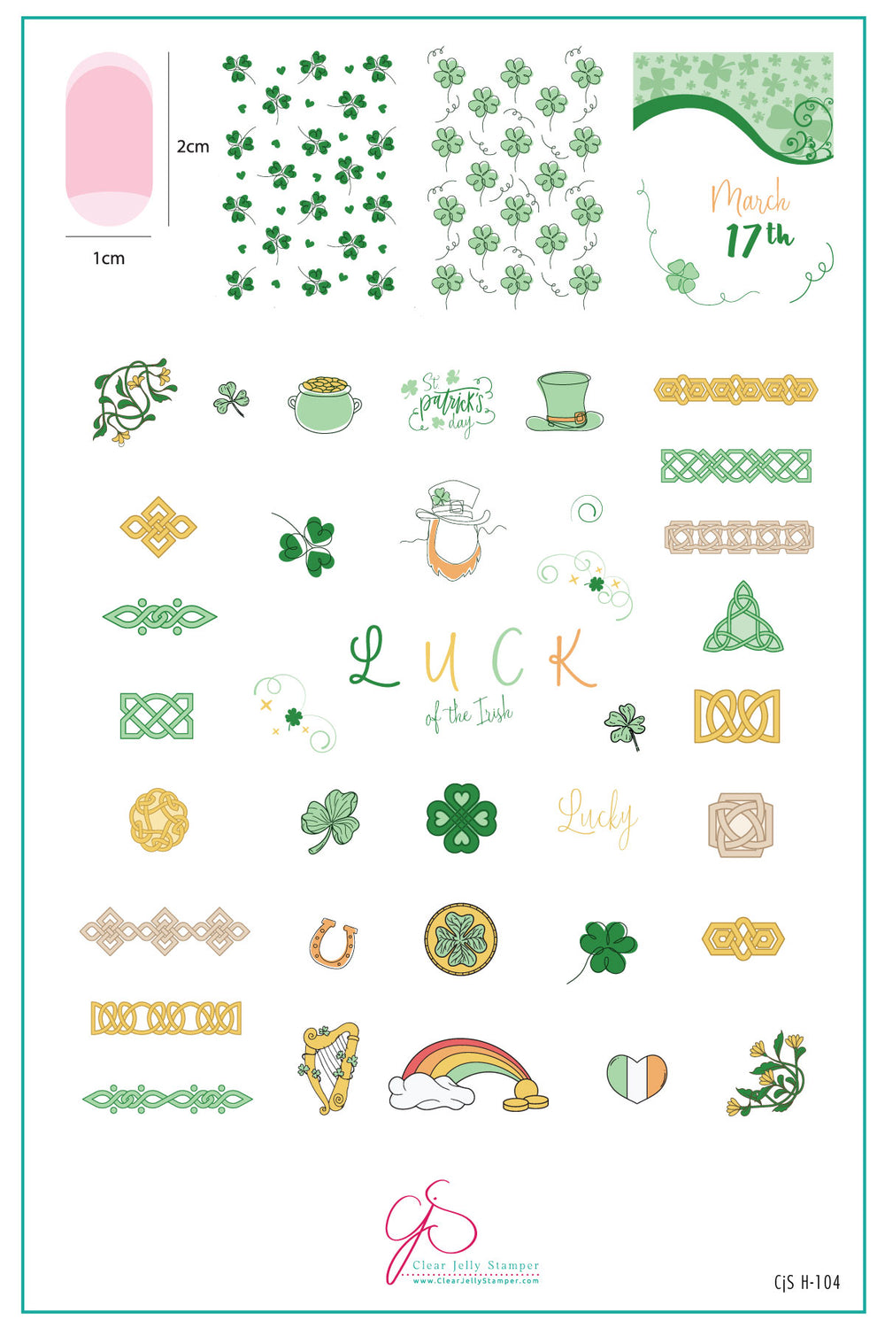 CjSH-104 Luck |  Steel Nail Art Stamping Plate