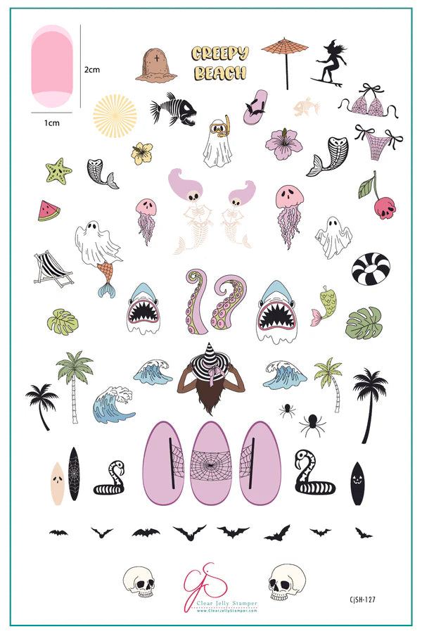 CjSH-127 Creepy Beach |  Steel Nail Art Stamping Plate