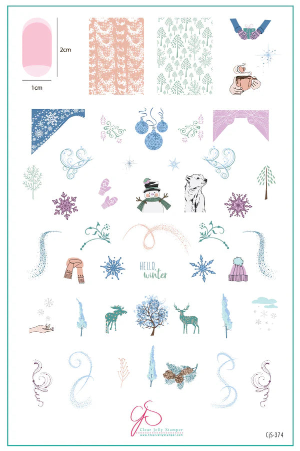 CjS-374 - Hello Winter | Clear Jelly Stamping Plate