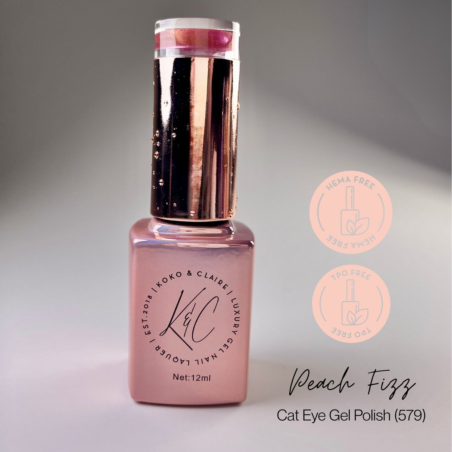 
                  
                    579 - Peach Fizz  (Cat-eye) - Hema Free | Koko & Claire Gel Polish
                  
                