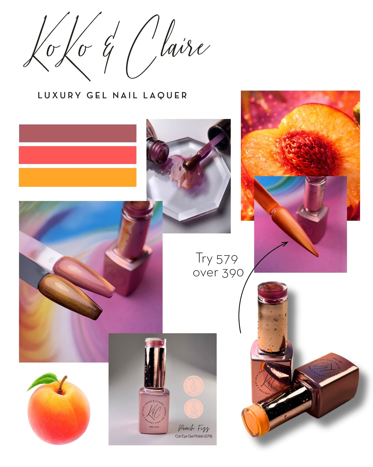 
                  
                    579 - Peach Fizz  (Cat-eye) - Hema Free | Koko & Claire Gel Polish
                  
                