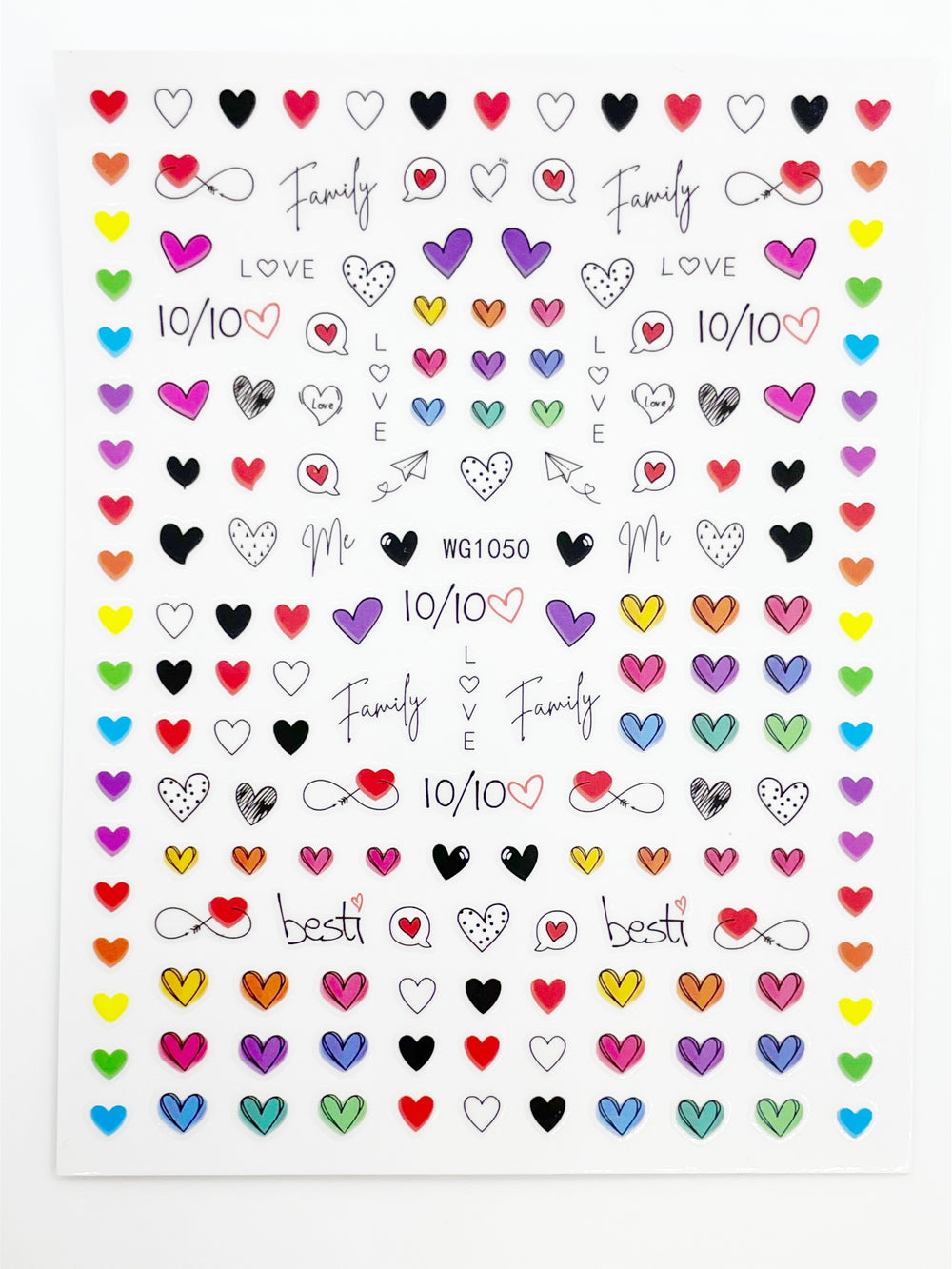 Rainbow Hearts Self Adhesive Decals | Lula Beauty