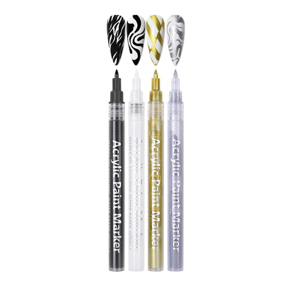 
                  
                    Nail Art Paint Pens ~ White, Silver, Black, Vintage Gold | Lula Beauty
                  
                