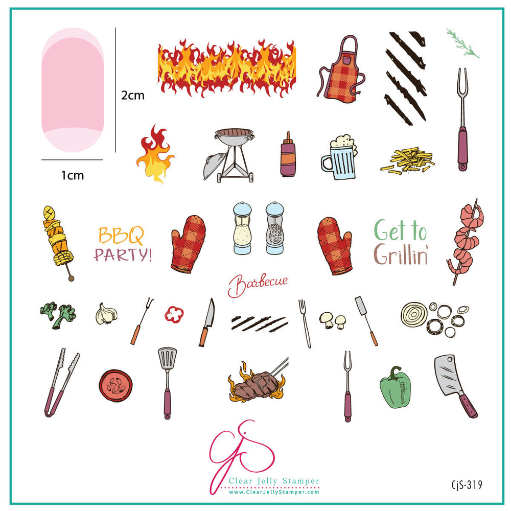 CJS-319 - Get to Grillin' | Clear Jelly Stamping Plate