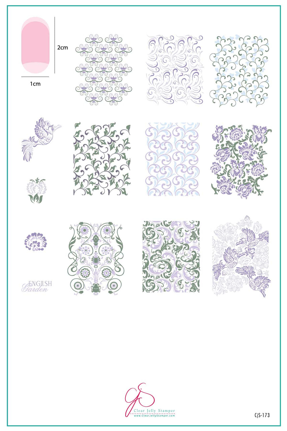 CjS-173 English Garden Swirls |  Clear Jelly Stamping Plate