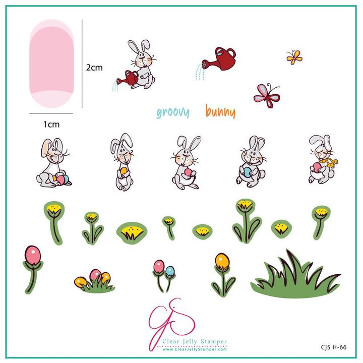 CJSH-66 Groovy Bunny  |  Clear Jelly Stamping Plate