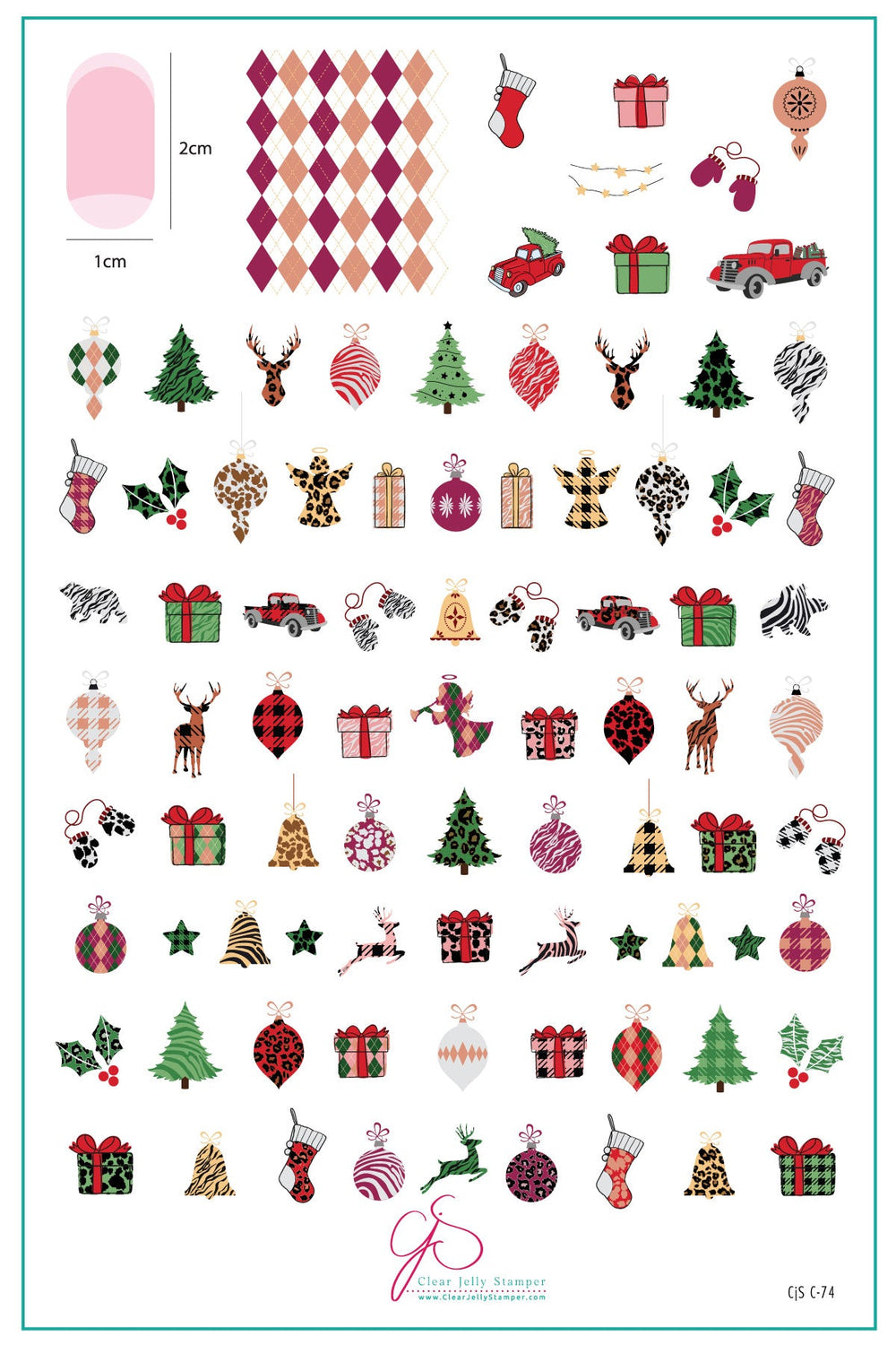 CjSC-074 -  Patterned Holidays 2.0  |  Clear Jelly Stamping Plate