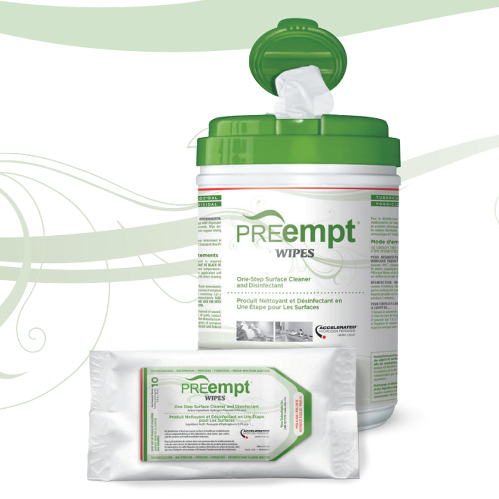 PREempt Disinfectant Wipes - One Step Surface Cleaner 2 Sizes