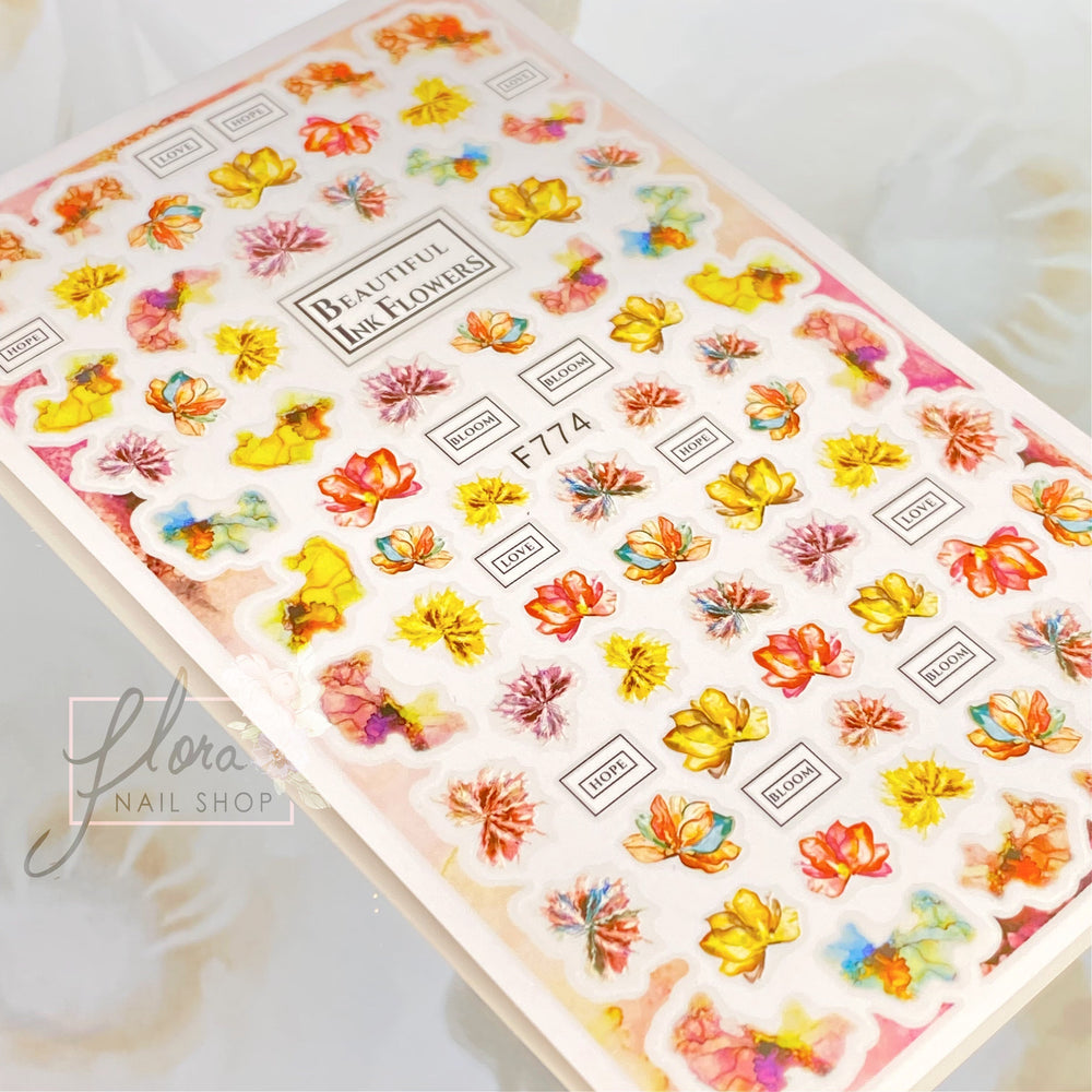 F774 - Ink Flowers  - Sticker Decal